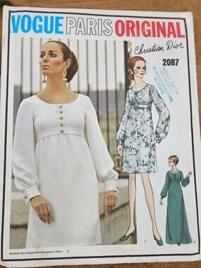 Vtg Vogue Paris Original Christian Dior Dress Pattern 2087 Womens 14 Uncut